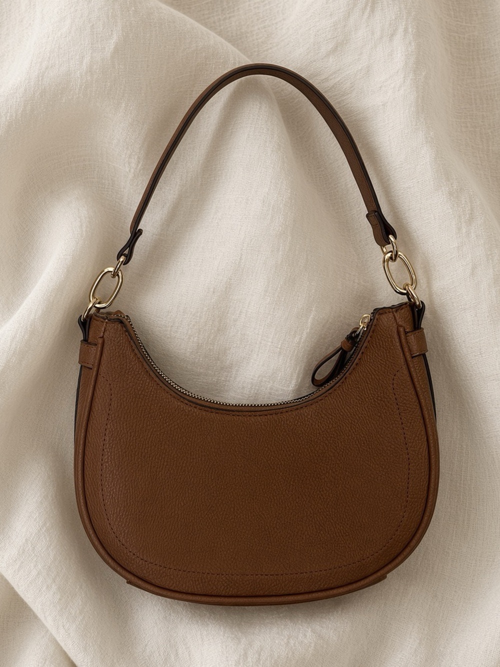 Nanette Lepore Brown Crescent Leather Shoulder Bag - Picture 7 of 7